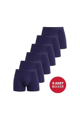Astrid T Baba Hediyesi Hediyelik İç Giyim 6'lı Paket Erkek Pamuklu Likralı Esnek Kumaş Lacivert Boxer