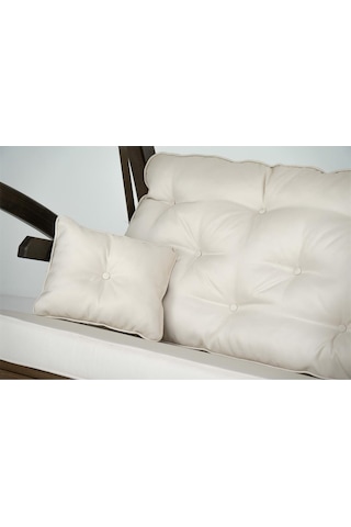 Elegance Ladin Ahşap Salıncak Dış Mekan Bahçe, Teras Salıncağı -krem Krem