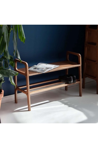 Woodesk Porta, Ahşap, Ayakkabılık, 100x40, Ceviz Renk Ceviz