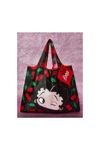 My Balli Store Betty Boop Katlanabilir Alışveriş Çantası Siyah Yeşil