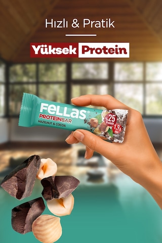 Fellas Protein Bar - Fındıklı ve Kakaolu 32 gr x 12 Adet