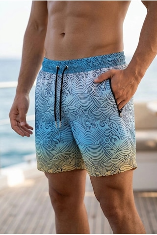 Ertaştrendstore Erkek Deniz Şortu Fermuarlı Cepli File Astarlı Hızlı Kuruyan Premium - Çok Renkli Çoklu Renk