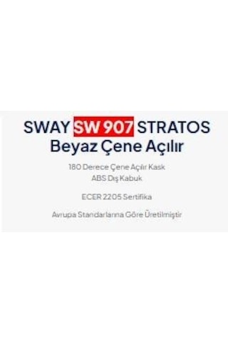 Sway 907 Stratos B-707 Çene Açılır Kask Beyaz