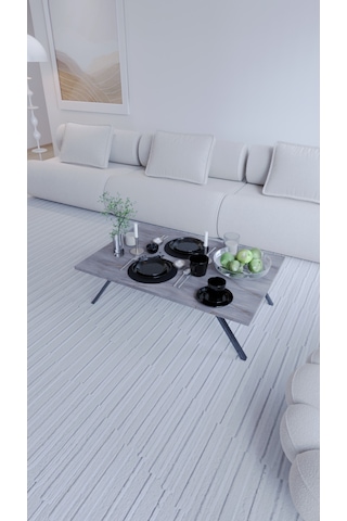 Toprak Dikdörtgen Katlanabilir Yer Sofrası Laptop Masası