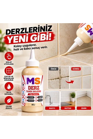 2 Adet Bej Renk Hazır Derz Arası Tamir Dolgusu 220 Gr Fayans Seramik Yenileyici Yenileme Dolgu