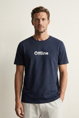 Elemge %100 Pamuk Süprem Pijama Üstü T-shirt Compact Penye Erkek Rahat Kalıp Lacivert Kısa Kol Offline Bask