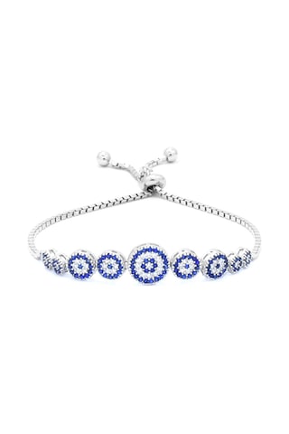 Brezza Lusso Jewelry Nazar Boncuklu Asansör Kilitli Kadın Gümüş Bileklik Beyaz No1