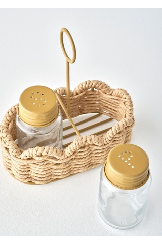Bella Maison Scallop Cam Tuzluk Biberlik Seti Naturel 16,5x9,5x18 Cm Naturel