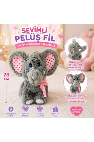 Peluş Sevimli Fil Mavi 50 Cm Sevimli Konforlu: Peluş Uyku Yastığı Sarılma Arkadaşı Dekoratif Oyuncak Çok Renkli