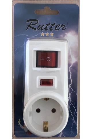 Rutter RMDI-01/01 Tekli Anahtarlı Akım Korumalı Priz Beyaz