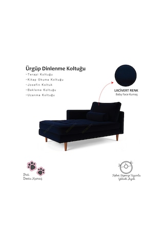 Ürgüp Dinlenme Koltuğu Puf Josefin Koltuk İkili Kanepe - Sağ Kolçaklı Lacivert