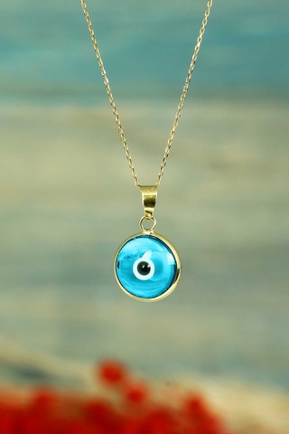 Moom Mücevherat Kadın 14 Ayar Altın Nazar Göz Kolye Ucu N11.40327