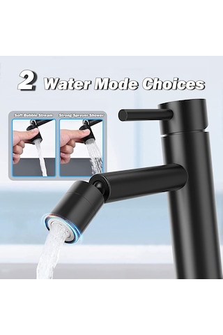 Musluk Perlatör Siyah , Mutfak Musluğu İçin 360 Dönebilen Nozul, 2 Pozisyon Diğer