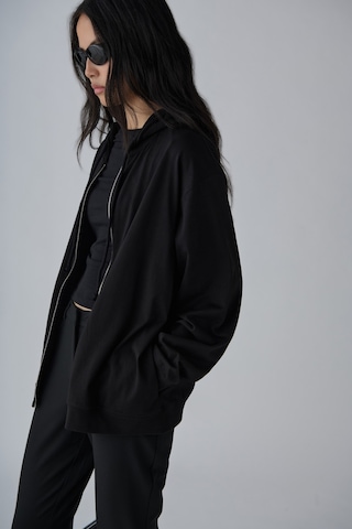 Suud Collection Siyah Lena Fermuarlı Kapüşonlu Sweatshirt