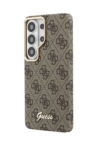 Galaxy Uyumlu S26 Ultra Kılıf Guess Lisanslı M-safe Uyumlu Script Yazı Logolu 4g Desenli Kapak Kahverengi Kahverengi