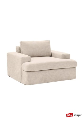 Mode Siesta Kuş Tüyü Berjer 05 Bej Keten Kumaş İşbir Sünger Dair Bej