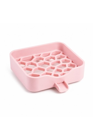 Lavabo Üstü Sünger Ve Sabun Düzenleyici Drenajlı Mutfak Lavabo Organizeri Petek Tasarımlı Pembe