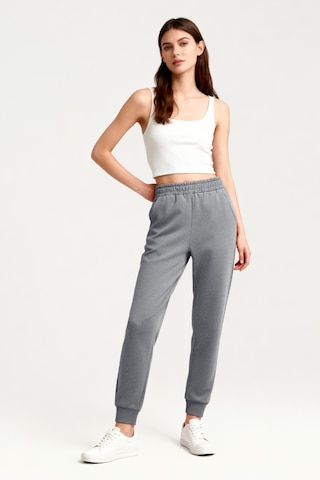 Tommy Life Gri Melanj Yüksek Bel Jogger Rahat Form Manşetli Kadın Eşofman Alt - 94561 GRİ MELANJ