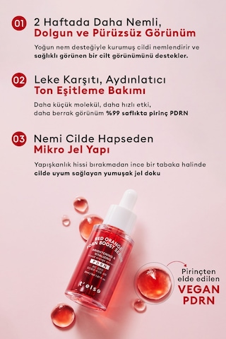 Cilde Dolgun Işıltılı Cam Cilt Görünümü Sunan Aydınlatıcı Serum Telse Red Orange Pdrn Boost Serum