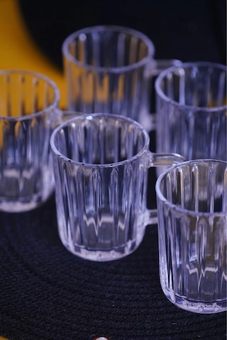 Panayır Home Blinkmax Kulplu Şeffaf 6'lı Fincan Bardak Gls-209 Şeffaf