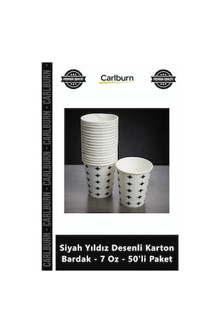 Özel Üretim Kaliteli Sızdırmaz Kağıt Kahve Siyah Yıldız Desenli Karton Bardak 7 Oz 50'li Paket Diğer