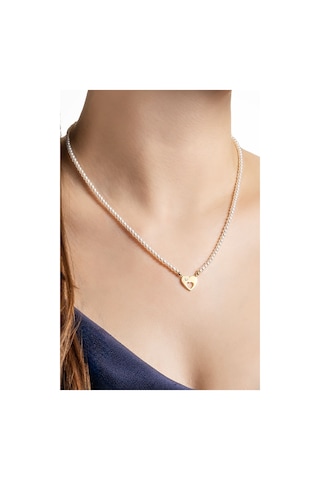 Diamond Collection 14 K Sarı Altın 0.03 Karat Pırlanta Doğal İnci Kolye