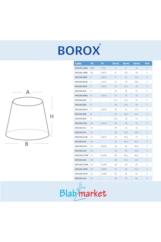 Borox Kauçuk Tıpa No.11 29 x 33 x 32 MM 5 Adet