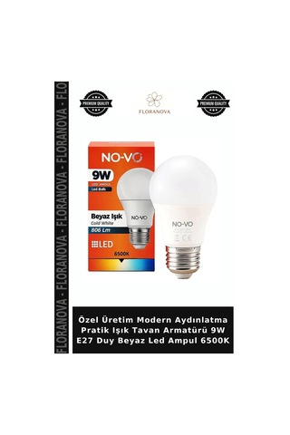 Özel Üretim Modern Aydınlatma Pratik Işık Tavan Armatürü 9w E27 Duy Beyaz Led Ampul 6500k