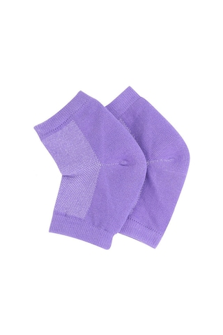 Vkemall Terlik Çorabı - Jel Destekli Topuk Koruma, Nefes Alan Ağ Yapı, Kaymayan Taban Mor