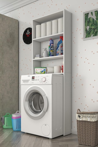 Kenzlife Membran Çamaşır Makinesi Dolabı Veronika Byzbyz Panjur 180 066 20 Mebran Kapak Suntalam Gövde Çift Kapaklı Arkalıksız Beyaz