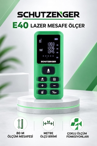 E40 Lazer Mesafe Ölçer 80 Metre Dijital Hassas Ölçüm Cihazı Çok Fonksiyonlu Yeşil Dwr