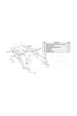 Tvs Jüpiter 125 Uyumlu Topcase Çanta Demiri Supermoto Siyah