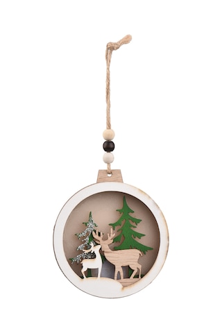 Xindoker Noel Led Ahşap Askı: Ev, Geyik, Ağaç 4 Desenli Işıklı Dekorasyon, Cr2032 Pil İçeren A Modeli Noel Süsü Haki