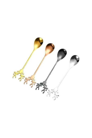 Dancemonkey 4 Adet 14cm 304 Çelik Kahve Kaşığı, Paslanmaz, Pratik Set Çok Renkli