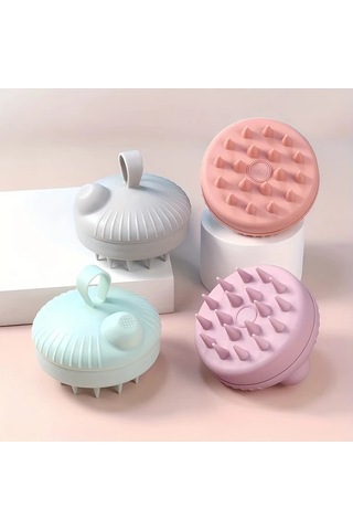 Elmpaly Lambano Gri Yeşil Silikon Saç Fırçası Yumuşak Tarama Masaj Şampuan Dispanseri