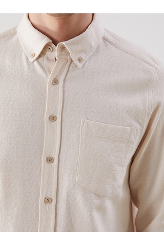 Lcwaıkıkı Classic Ekru Regular Fit Armürlü Cepli Erkek Gömlek