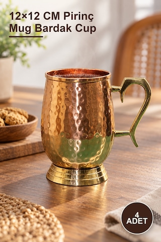 4 Adet Pirinç Kupa Bardak 12 12 Cm Pirinç Mug Bardak Cup