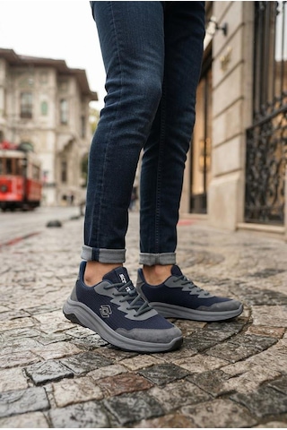 Scooter M2011 Rahat Deri Tekstil Sneaker Erkek Ayakkabı Lacivert