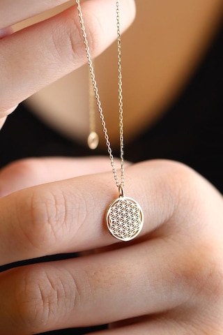 Minimal Yaşam Çiçeği Altın Kolye