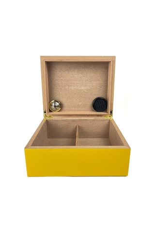 Puro Saklama Kutusu - Humidor Sarı/kareli