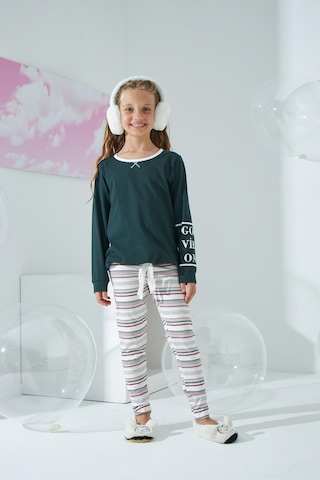 Kız Çocuk Uzun Kol Taytlı Yeşil Pijama Takımı C8t5n8o0 001