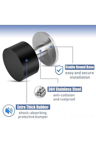 Pazly Yapışkanlı Paslanmaz Çelik Kapı Durdurucu - Ses Yalıtımlı 2'li Set, Kapsamlı Ses Yalıtımı