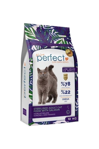 Perfect Az Tahıllı Kısırlaştırılmış Somonlu Yetişkin Kedi Maması 10 KG Perfect Az Tahıllı Kısırlaştırılmış Somonlu Yetişkin Kedi Maması 10 KG