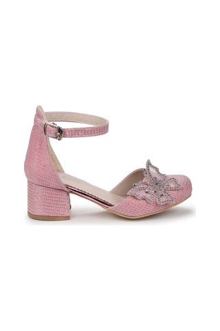 Kiko Kids Zete Kum Simli Kız Çocuk 4 Cm Topuklu Abiye Ayakkabı Pembe Pembe