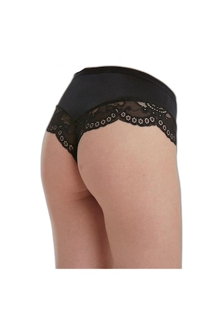 Yeni İnci X-Lady 1624 Siyah Brazilian String Dantelli Külot