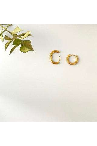 Küçük Çelik Gold Düz Halka Küpe