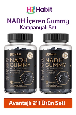 Hi Habit Nadh Gummy Q10 Glutatyon İçeren 2'li Set Takviye