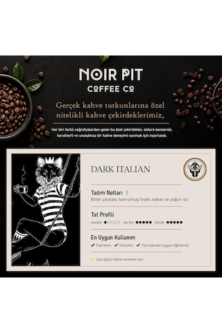 Noir Pit Coffee Co. Dark Italian Çekirdek Kahve 1000 G
