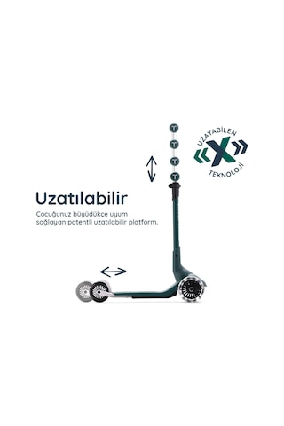 Smartrike Xtend Mini+ 2 Aşamalı Büyüyen Çocuk Scooter 2-9 Yaş Katlanabilir Led Tekerlekli Pine Green