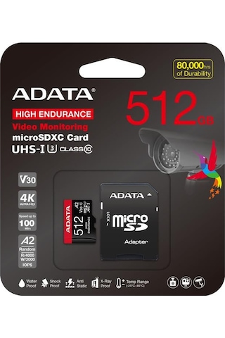 Adata 512 Gb High Endurance Microsdxc 4k U3 V30 A2 Hafıza Kartı